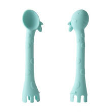 Ensemble de vaisselle de fourche à cuillère à cuillère en silicone baby girafe